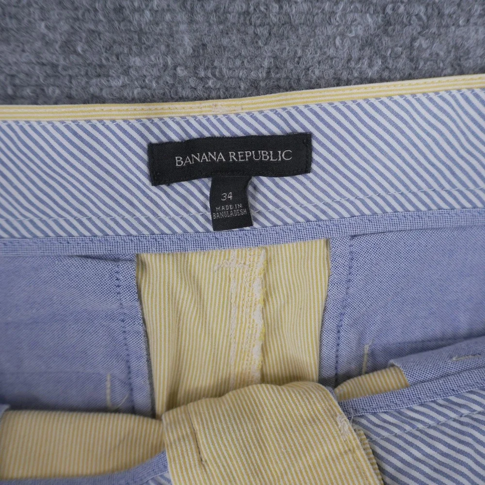 X3 Banana Republic Mens Chino Shorts Size 35 Yellow Seersucker Plaid Gingham